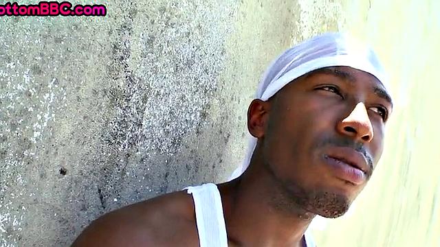 Pulled black thug gets his asshole banged by white cock