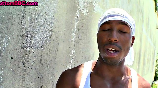 Pulled black thug gets his asshole banged by white cock