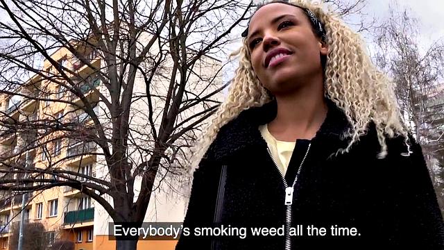 Picked up Ebony babe gets paid for pussy in POV