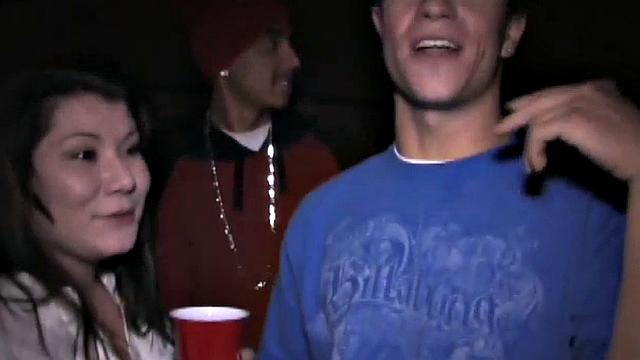 Slut sucks college cock in hot tub orgy