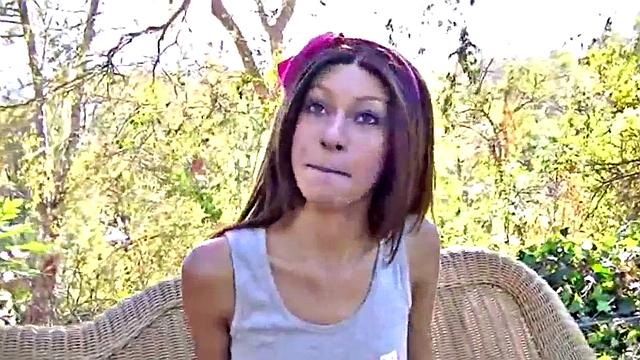 Watch this hot amateur babe pleasure herself in shorts and a pierced piercing