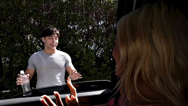 Straight amateur stud fucks gay ass in public van