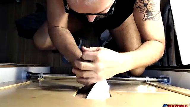 Curious Cock Sucked At Gloryhole