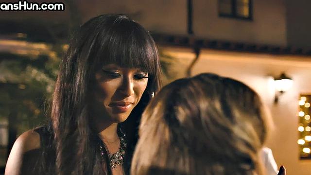 TS Asian ladyboy with bigboobs licks and fucks MILF pussy