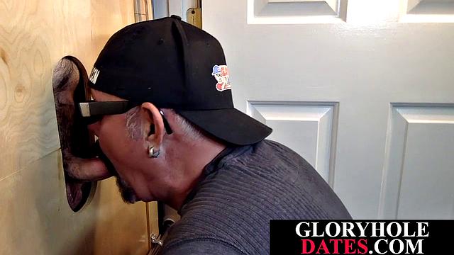 Gloryhole mature DILF blowing and unshaven shaft