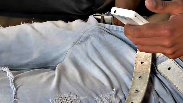 Our featured solo boy of the week is Adrian, who sits on a sofa and starts looking at porn on his phone. With the shirt off and pants unzipped, he takes hold of his growing uncut cock.