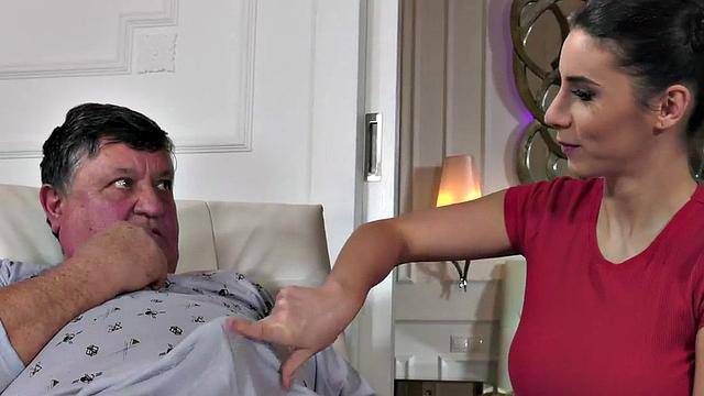 Lucky grandpa fucks babe in wet pussy hole