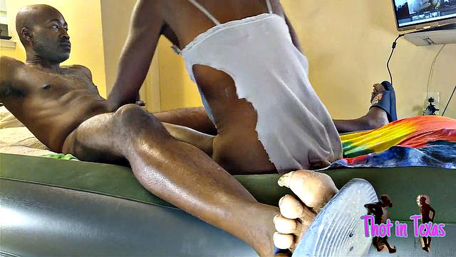 Watch Dark Chocolate Suck before a hot shower in Texas with a shaved ebony MILF