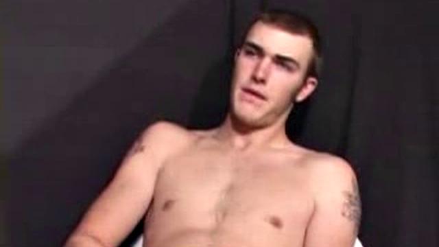 Christian Wilde feels himself up while watching porn, then strips down and starts to fiddle with his dick. Once stiff, he jacks off hard, edging himself a few times, before blowing a cum load onto his chest.