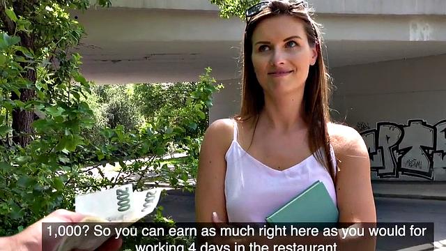 Pulled european agrees to fuck outdoor