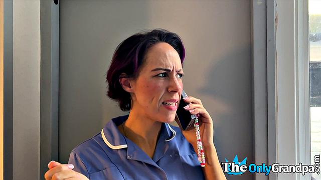 Cockhungry nurse doggystyled by senior