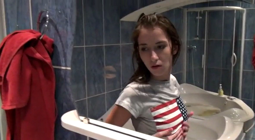 Cute teen masturbates in hot shower scene