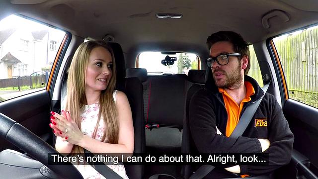 babe publicly banged outdoors in car by instructor