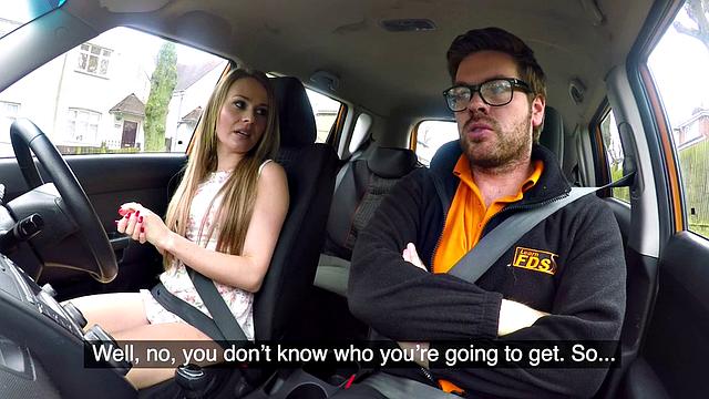 babe publicly banged outdoors in car by instructor