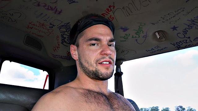 Pulled amateur stud gets gay BJ in van for money