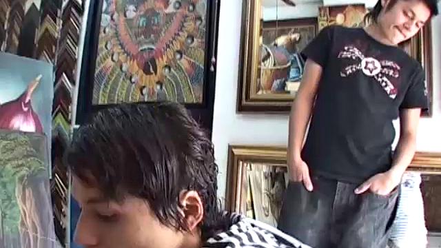 Saimont and Francisco meet in an art gallery and it doesn't take for the horny Latinos to realize they'd rather be in bed fucking.