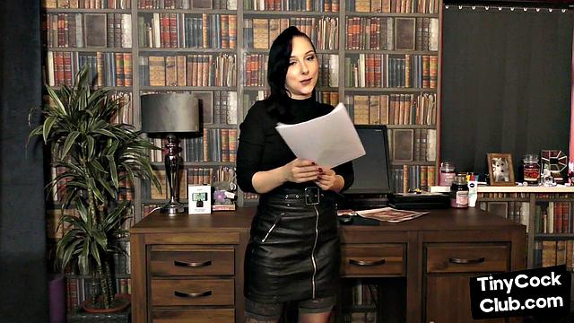 SPH solo babe in leather humiliates small cocks in dirtytalk