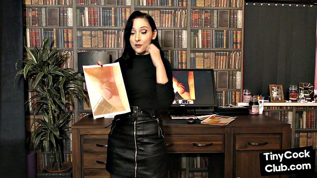 SPH solo babe in leather humiliates small cocks in dirtytalk