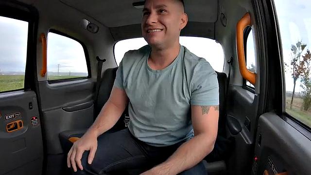 Busty cab babe in stockings rammed by horny client