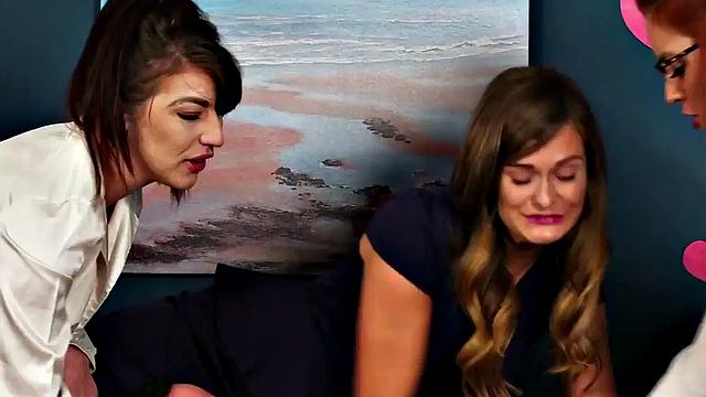 CFNM group of ladies suck and wank cock