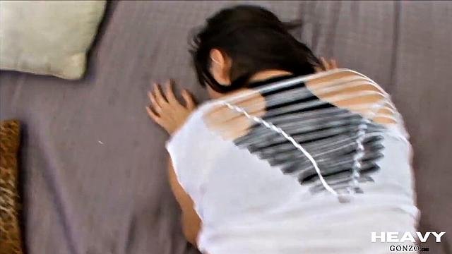 Big-titted stockings babe gets pounded