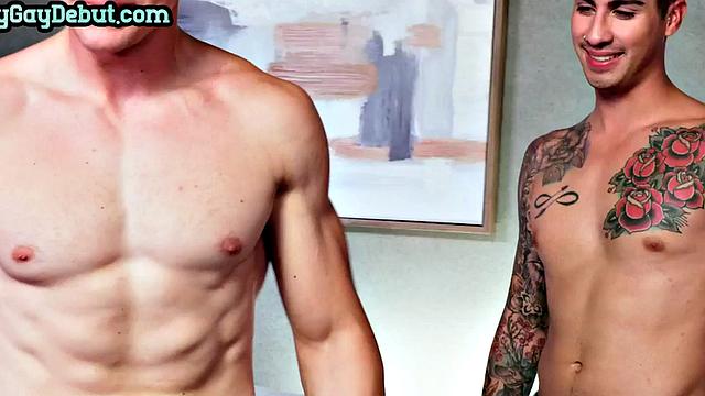 Real tattooed debut stud barebacked by partner till cum