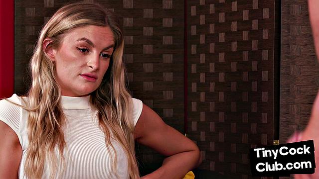 Nasty blonde watching guy jerk off