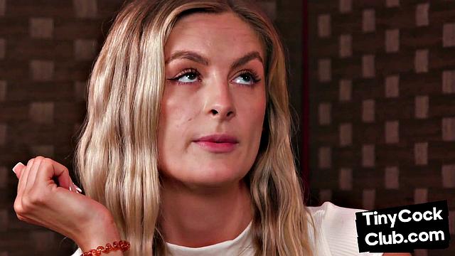 Nasty blonde watching guy jerk off