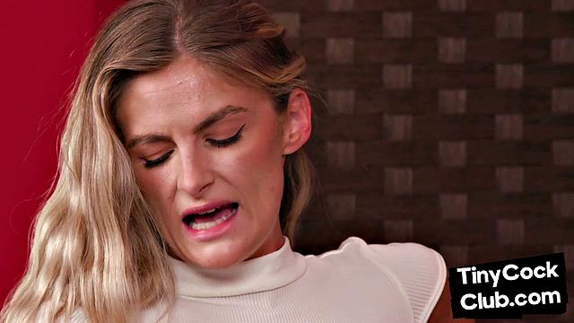 Nasty blonde watching guy jerk off