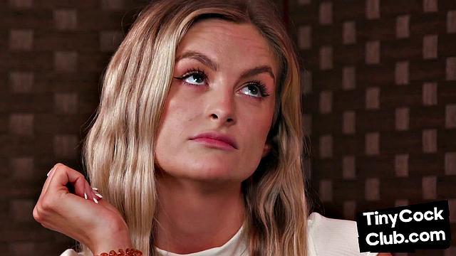 Nasty blonde watching guy jerk off