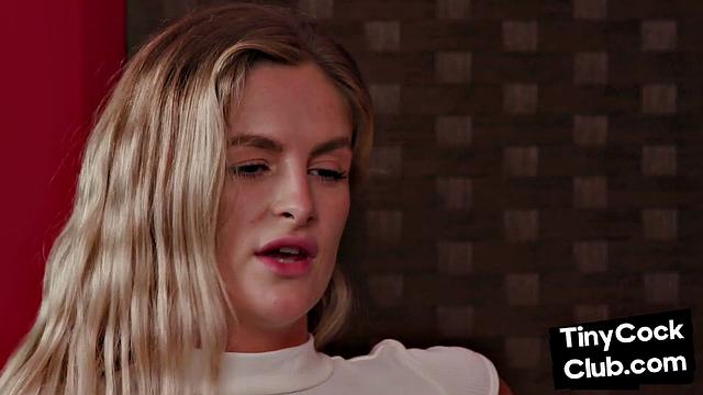 Nasty blonde watching guy jerk off