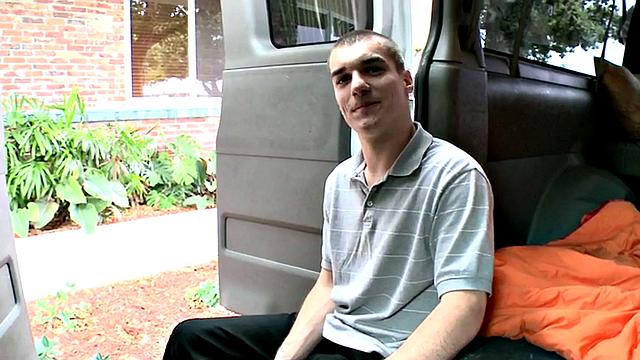 Picked up straight twink fucks gay in van till cumshot