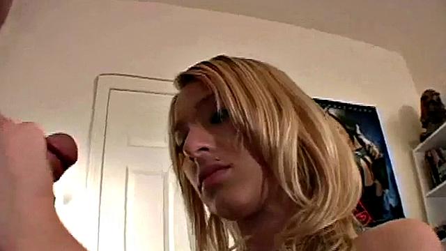 Hot blonde teen jerks off dick