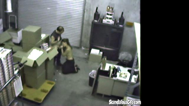 Couple having a Blowjob at the warehouse