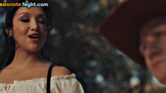 Stable cowboy sex with busty asian