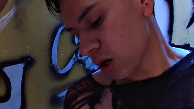 Surrounded by graffiti, this Latin trio gets together for some fun, and Tito is the center of attention. Soon Walter and Deivi have him on his knees sucking their dicks.