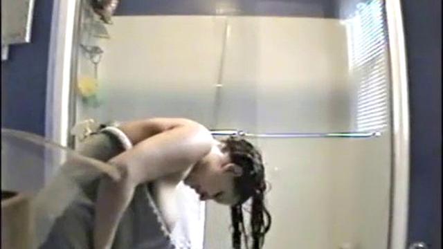 Peeping on busty roommate in the shower