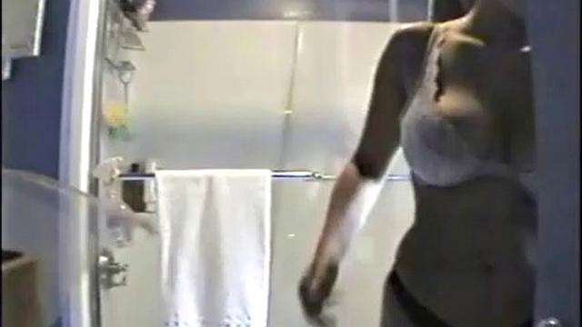 Peeping on busty roommate in the shower