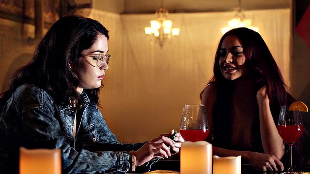 Blonde and brunette lesbians in high heels and glasses enjoy pussy licking, pussy fingering, face sitting and more