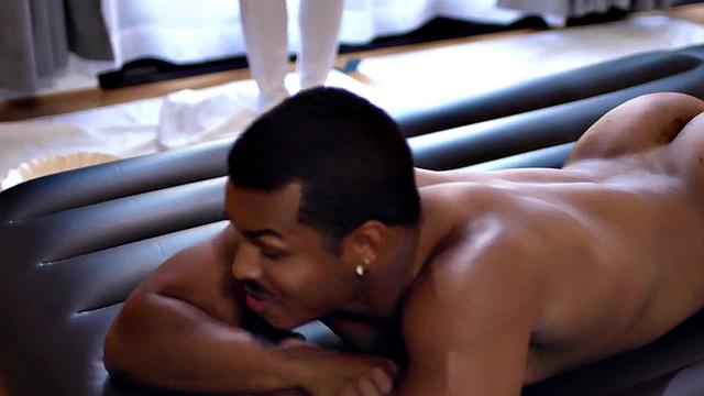 Busty masseuse deepthroats client after massage