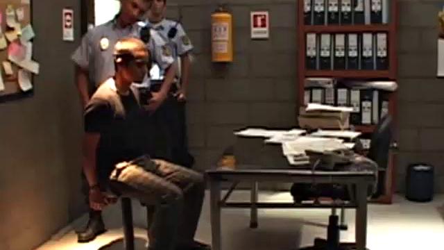 Young Latino David Contreras is about to do some time in prison, but before he even is his cell, the guards decide to have their way with him.