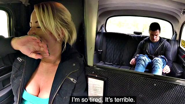Bigboob euro cabbie sucking passenger after cowgirl