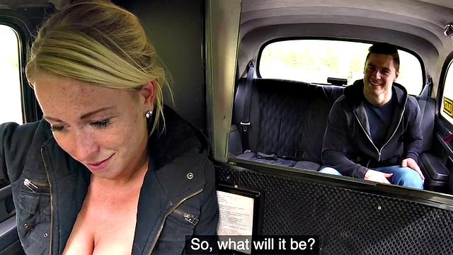 Bigboob euro cabbie sucking passenger after cowgirl