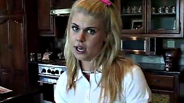 Cute blonde enjoys solo masturbation