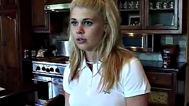 Cute blonde enjoys solo masturbation