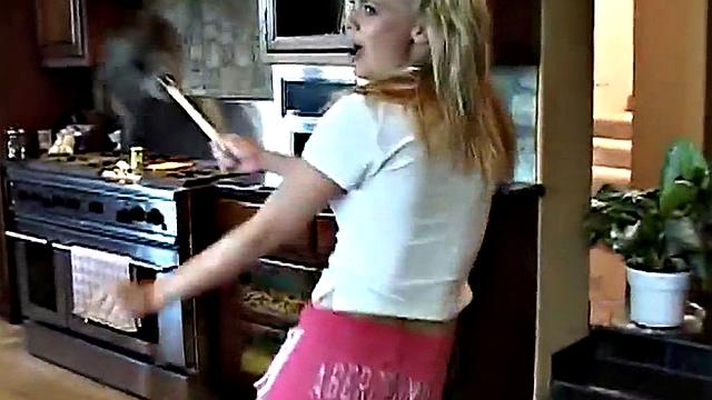 Cute blonde enjoys solo masturbation