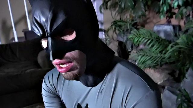 Superman barebacking Batman after BJ in interracial duo