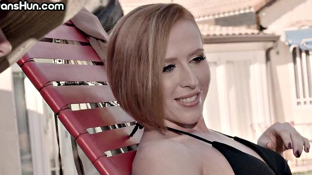 Trans ladies fuck 21yo petite in threesome