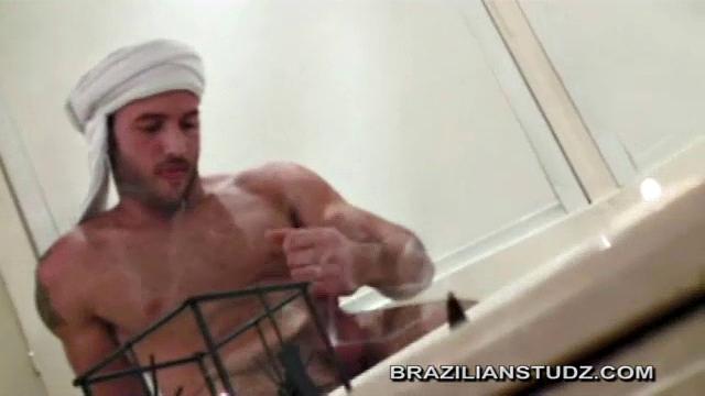 In this group sex scene, it's a short chat before the cock sucking starts. Imad squats down over Almahdi's face to get eaten out, while Almahdi is kicked back and pulling on his foreskin and Al Tufail is stretching Imad's hole.