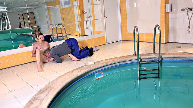 Fresh babe and pool boy